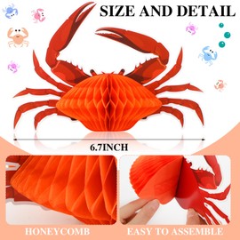Jetec 6 Pcs Tissue Crab Lobster Honeycomb Centerpiece Crab Lobster Party Decorations Hanging Crab Lobster Table Decor for Summer Sea Animal Beach Birthday Party Supplies(Crab)
