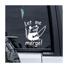 MYMKO Let Me Merge Decal, Funny Possum with Knife Car Window Decals, 6 Inches UV DTF Tranfer Car Stickers, Animal Weatherproof Car Truck Window Bumper Sticker, Humor Car Decals for Girl Boy Teenager