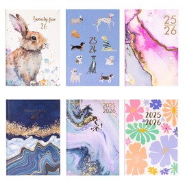 Evelay 2025 2026 Diary A5 Week to View Mid Year Academic Planner Hardback Diaries Journal Organiser with Ribbon for Student Teacher Personal Use (Navy Marble)