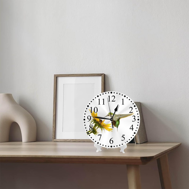 KEEPSUPER Clock Hummingbird Wall Clock 10 Inch Silent Non-Ticking Clocks