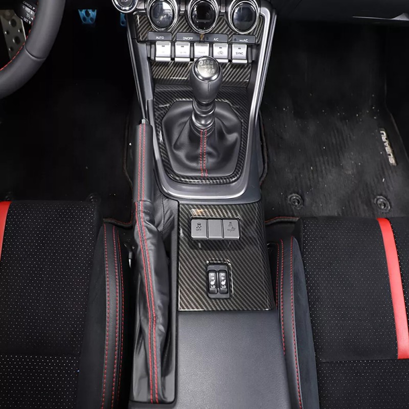 Ynei 5Pcs ABS Carbon Fiber Interior Center Console Trim Set