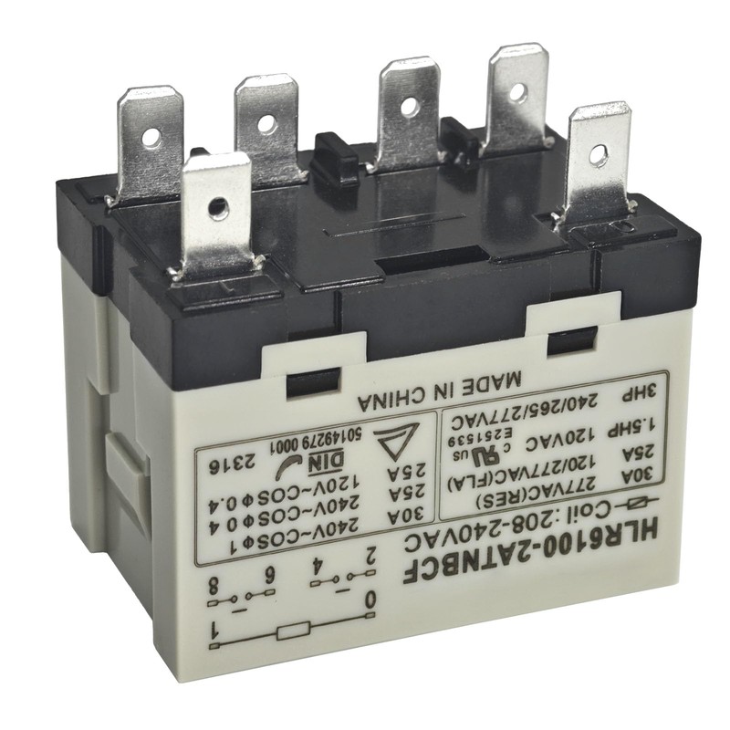 HLR6100-2ATNBCF 208-240VAC Compressor Relay – 30A 277VAC 6-Pin DPST-NO Electrical
