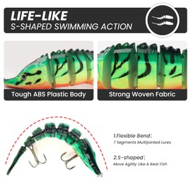 3PCS Lifelike Multi-Jointed Swimbait, Bass Fishing Lure for Freshwater and Saltwater, Slow Sinking, Mustad Hook, Amazing Fishing Gifts for Men, Must-Have for Family Fishing Gear