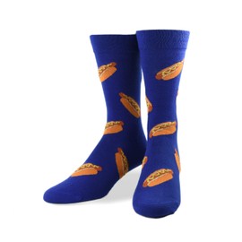 Crazy Socks, Hot Dogs, Funny Socks for Men Women, Fun Crew Print, Large