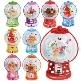 45 Pack Valentine's Day Cards for Kids Classroom, Valentines Candy Cards with Bubble Gum Machine Designs, DIY Craft Treat Holder for School Valentines Exchange Presents, Not Included Candy (Hearts)