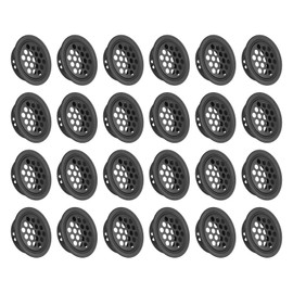sourcing map 24Pcs Air Vents Circular Flat Soffit Vent 25mm/1" Stainless Steel Round Vent Mesh Hole Louver for Bathroom Home, Office, Kitchen, Cabinet, Wardrobe, Black