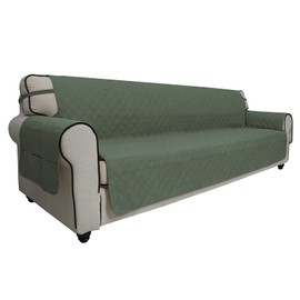 Easy-Going Sofa Slipcover Waterproof Sofa Cover Couch Cover for 4 Cushion Couch with Elastic Straps Washable Non-Slip Furniture Protector Cover for Pets, Dogs, Cat (XX-Large, Greyish Green)