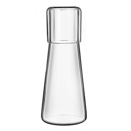 LCORMAG 30oz/850ml Clear Glass Bedside Water Carafe with Tumbler Set, Nightstand Water Carafe with Lid for Bedroom, Bathroom Mouthwash Dispenser, Office Use Drinking Glass