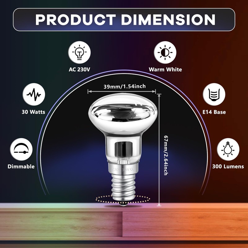 2 x E14 R39 Lava Lamp Reflector Bulbs