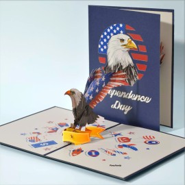 PinesFamily C17-3D Pop up American Eagle Independence Day Greeting Card