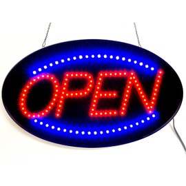 Delux Jumbo 24" x 13" Ultra Bright LED Neon Open Sign with Motion (2X Larger LEDs with More Energy effciency) HL202