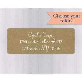 60ct - Wedding Invitation Return Address Kraft Labels, Wedding Invitation Return Address Kraft Stickers (#320-KR)