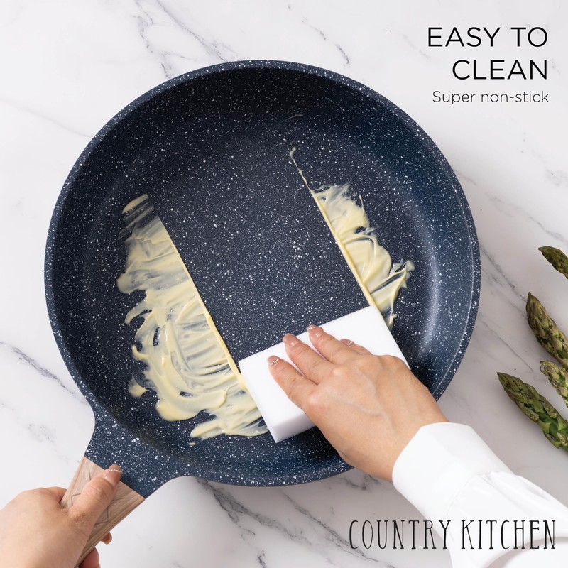 Country Kitchen Non-Stick Cast Aluminum Cookware Set - Durable Kitchen
