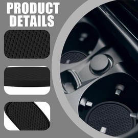 XURJUMI Pack of 6 Car Cup Holders, Universal Car Coasters, Non-Slip Cup Holder, Embedded, Car Accessories, Interior Decoration, Black