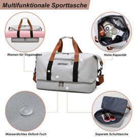 Sports Bag & Travel Bag for Men and Women - with Shoe Compartment & Wet Compartment, Large Capacity Travel Bag, Lightweight Training Bag, Waterproof Swimming Bag for Travel, Sports, Fitness, D - Green