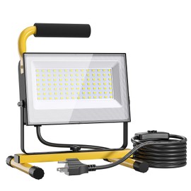Olafus 60W LED Work Lights, 8400LM Portable Flood Light with Plug, 5000K Daylight, IP65 Waterproof Adjustable Job Site Lighting for Construction Site, Garage, Workshop, Jetty