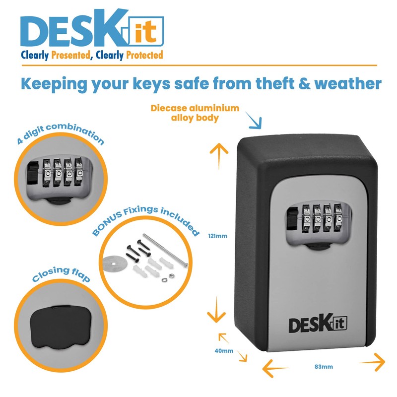 deskit Key Safe Storage Box with 4 Digit Combination –