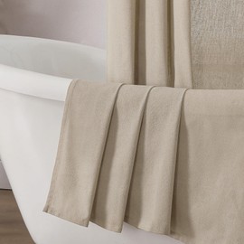 OWENIE Colin Linen Shower Curtain 78 Inch, Soft Boho Cotton Cloth Linen Texture Fabric Bathroom Shower Curtain with 12 Hooks, Hotel Spa Luxury, Machine Washable, Linen, 72x78 Inch