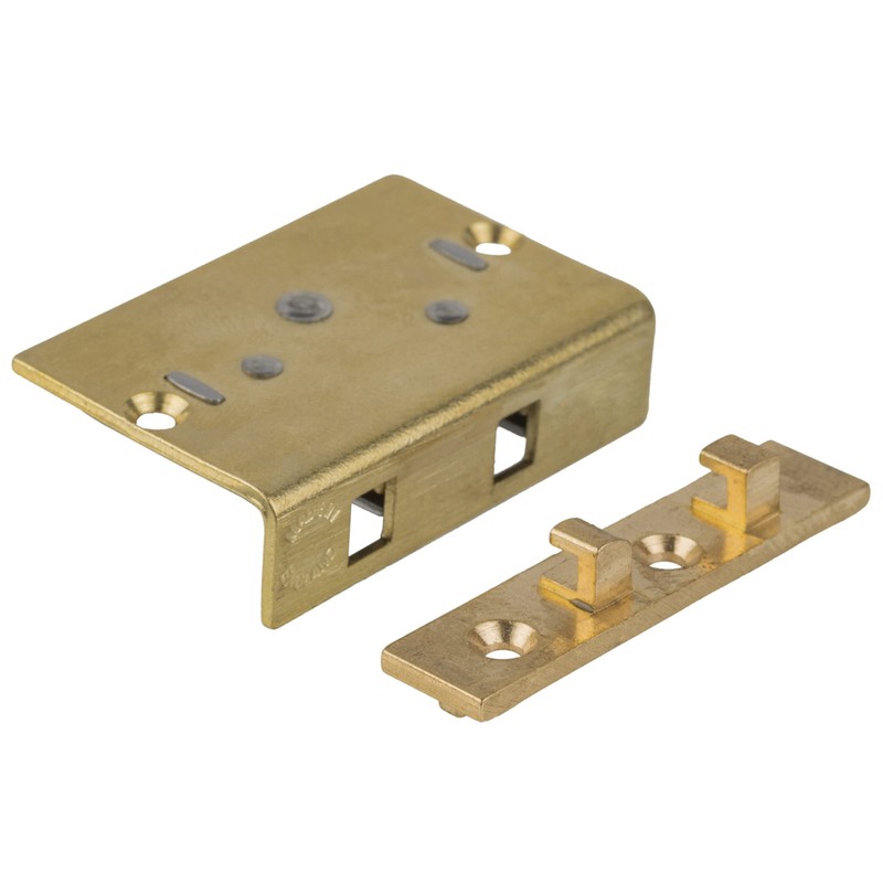 Small Brass Half Mortise Chest or Box Lock w/Skeleton Key