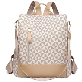 Mochila de Moda para Mujer Casuales,Mochila de Moda Gran Capacidad, Mochila de Viaje Impermeable, Bolsas de Mujer Antirrobo,El Regalo Perfecto para Mujeres y Chicas (Beige)