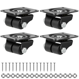 Finnhomy 1 Inch Caster Wheels Set of 4 Heavy Duty Low Profile Plate Swivel Casters Premium Solid Nylon Double Wheels 1,100 Lbs Anti-wear Furniture Casters Extra-Wide Smooth for Bed Workbench Black