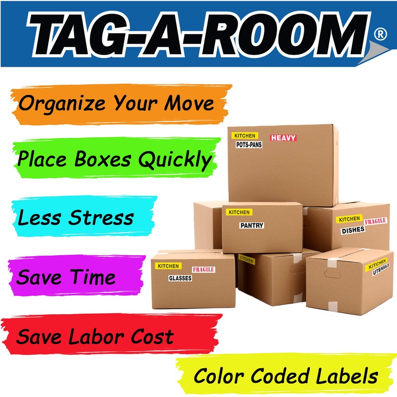 Moving Labels for Boxes Color Coded Moving Stickers (260)