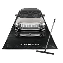 VIVOHOME Containment Mat (7'9" x 16') with Stay Put Corner, PVC Garage Mats for Floor, Heavy Duty Garage Parking Mat with a Squeegee