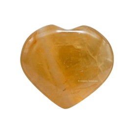 Citrine Crystal Heart Palm Stone - Pocket Massage Worry Stone for Natural Body Chakra Balancing, Reiki Healing and Crystal Grid