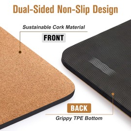 Extra Thick Cork Yoga Exercise Mat 2/5 x 72 x 26 in, Cork and TPE Non Slip Yoga Mats for Women Men, Sweat Proof Eco-friendly, Great for Hot Yoga & Workout