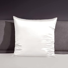 THXSILK 22 Momme Seide Kissenbezug - 100% Seide Kopfkissenbezug Sofakissenbezug Kinderwagen - Anti milben Reißverschluss Seidenkissenbezug - Weiß 80 x 80 cm