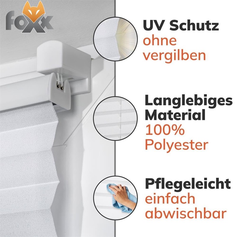 Pleated Blind Klemmfix White Blackout 85 x 220 cm Blackout