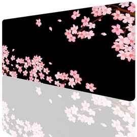 Smoaffly Desk Pad,Cherry Blossom Desk Mat Extended Large for Office Work & Game,Non-Slip Rubber Base and Stitched Edges,Suitable for Offices,Keyboards,Computers and Laptops 31.5" X 15.7"