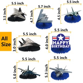 Aircraft Happy Birthday Honeycomb Centerpieces Airplane Aviation Fighter Theme Decor for Boys Men 1st Birthday Party Baby Shower Fighter Jet Party Supplies Favors Decorations Photo Booth Props Gift