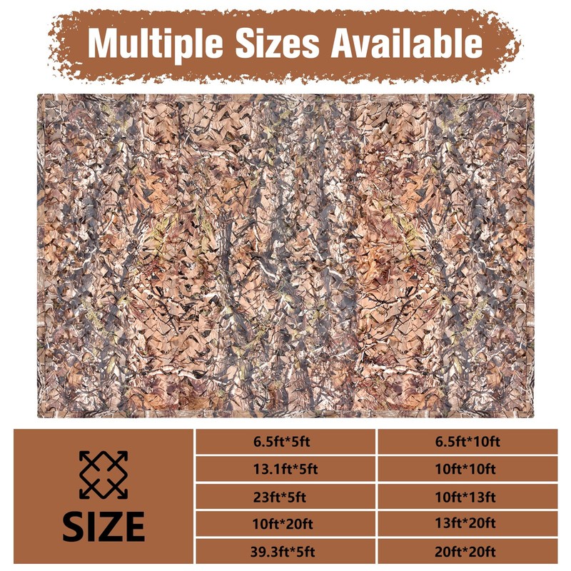 Camohute Camo Netting Camouflage Netting, with Mesh Backing, Both Sides