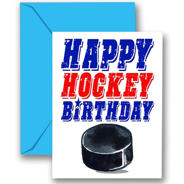 Play Strong Hockey Birthday Card 1-Pack (5x7) Super Star Illustrated Sports Birthday Cards Greeting Cards- Awesome for Hockey Players, Coaches and Fans Birthdays, Gifts and Parties!