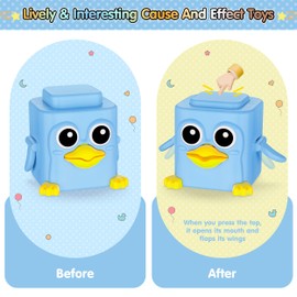 BASUN Stacking Toys Set for Toddlers 18+ Months, 6 in 1 Infant Sensory Toys with Changing Expressions, Pressable Animal Stacking Blocks, Christmas Birthday Gifts for 1 2 3 4 Years Old Baby Boys Girls