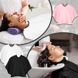 3PCS Makeup Capes, Short Barber Cape for Women Beauty Salon Bibs with Sticker Lightweight Comb-out Beard Apron Waterproof Nylon Salon Hair Cutting Capes(Black White Pink)
