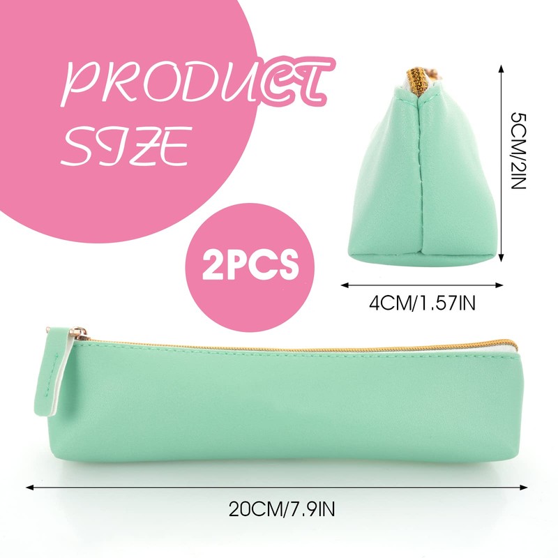 cobee Leather Pencil Case, 2 Piece Pencil Case, green/pink, leather