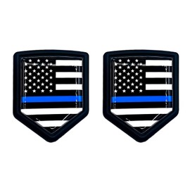 QKWL 2PCS American Flag Car Decal, American Flag Stickers, Car Emblem, Durable, Waterproof and UV Resistant, Suitable for All Types of Cars, Trucks, Motorcycles (Black and Blue)