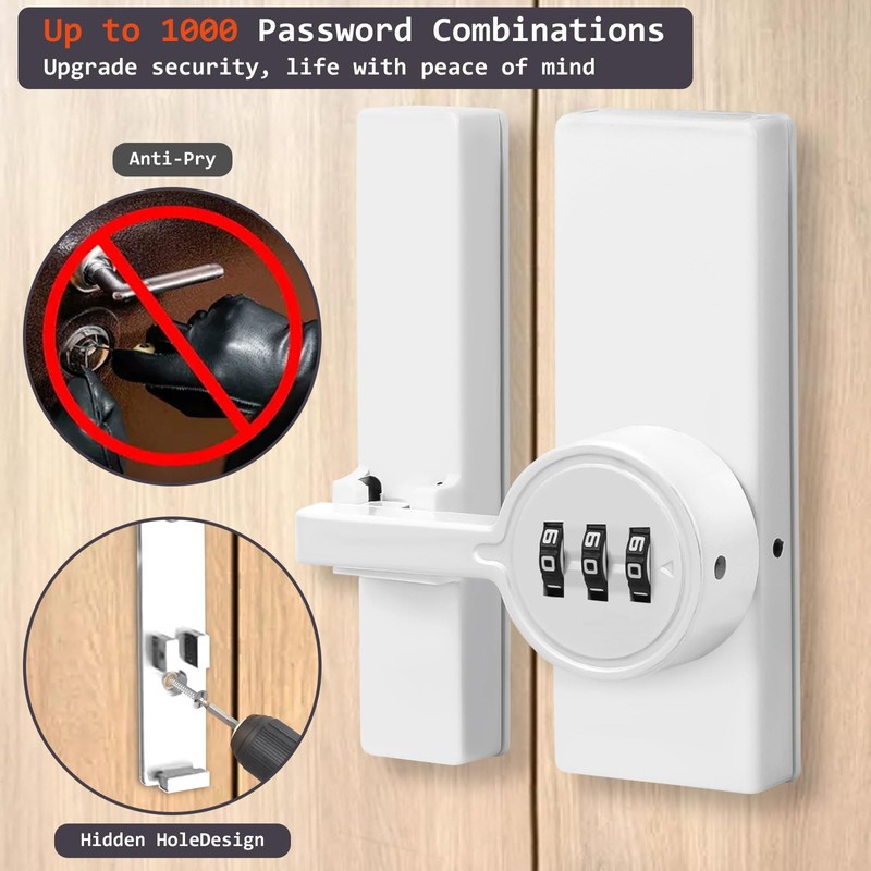 BigKing Door Bolt with Password Lock, Zinc Alloy Mechanical Combination