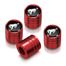 iPick Image for Ford Bronco in Black on Red Aluminum Cylinder-Style Tire Valve Stem Caps