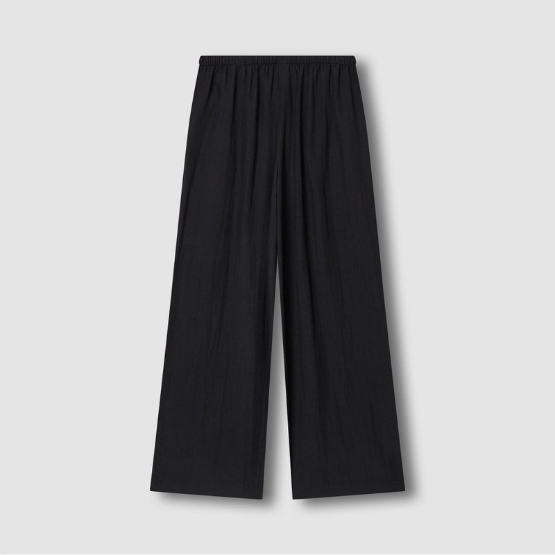 JAJU [JAJU] Women's Crinkle String Wide Pants_Black