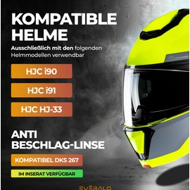 Everalo Compatible with Visor HJC I90 - I91 - HJ33 (Transparent)