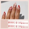 RIICFDD Christmas Press on Nails Medium Almond Fake Nails Red