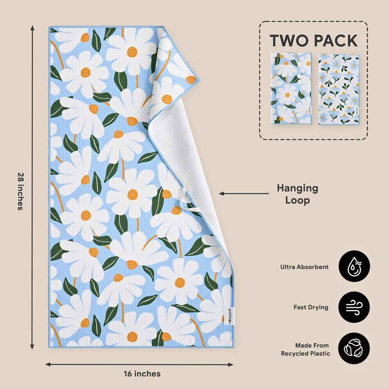 RECYCO Waffle Kitchen Towel Set of 2 - Quick Dry