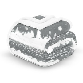 Velosso Chunky Scandi Nordic Hygge Winter Warm Reversible Sherpa Thick Throw Thermal Blanket, 127x152cms Faux Fur Sherpa Fleece Sofa Throw Bed Blanket (Grey)