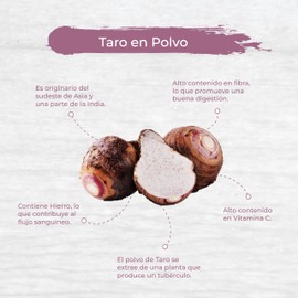 TGB SUPERFOODS | Taro en Polvo | Raiz en taro en polvo 100% Pura | Superalimento Natural,Vegano y Gluten Free | Aporte de Vitaminas y Minerales | Promueve la Buena Digestión | Propiedades Depurativas| Contenido 250g