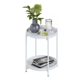 Mubson Mesa Auxiliar Para Sala O Recámara Mubson Mesa Lateral Breda Color Blanco