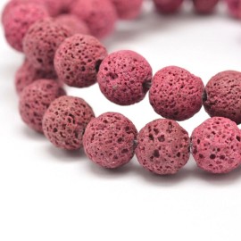 Unbranded Natural Lava Round Bead Strands Dyed Flamingo 8 mm