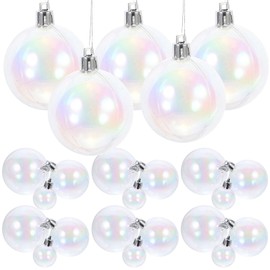 Ciieeo Iridescent Ornaments Balls, 24pcs Christmas Tree Balls Ornaments Iridescent Baubles Shatterproof Baubles Bulb Ball